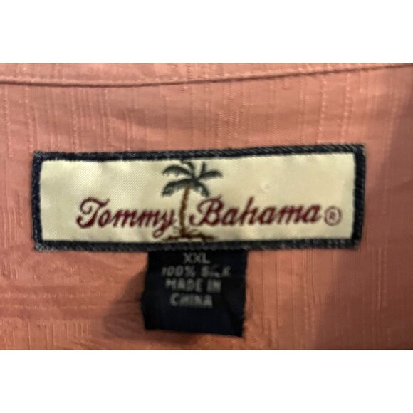 Tommy Bahama Palm Tree Embroidered Men's 100% Silk Hawaiian Shirt 2XL XXL - Picture 2 of 11